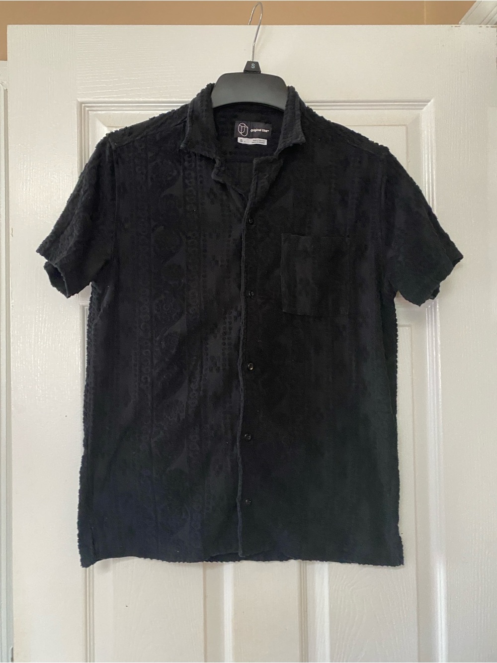 Original Use Black Terry Terrycloth Cabana Shirt Palm Springs